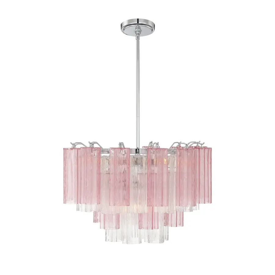 Addis 22" Chandelier in Aged Brass with Amber Glass - Image 3