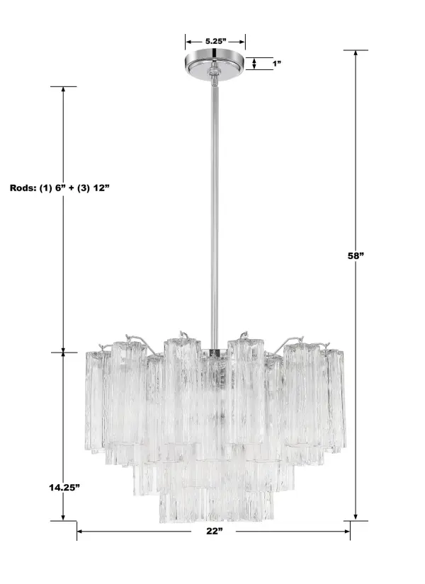 Addis 22" Chandelier in Aged Brass with Amber Glass - Image 22