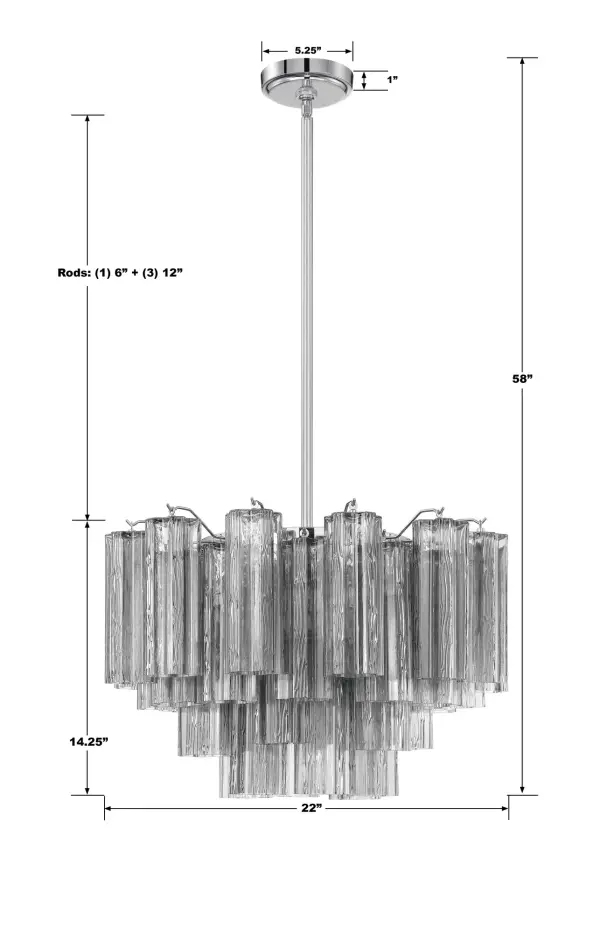 Addis 22" Chandelier in Aged Brass with Amber Glass - Image 29