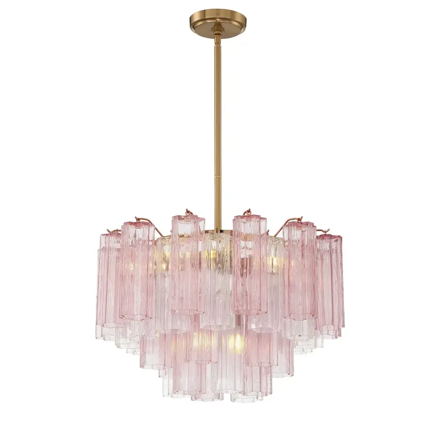 Addis 22" Chandelier in Aged Brass with Amber Glass - Image 36