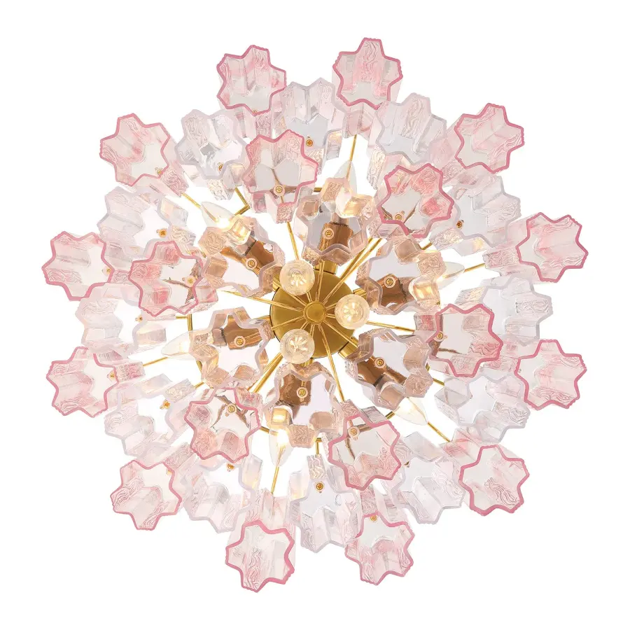 Addis 22" Chandelier in Aged Brass with Amber Glass - Image 38