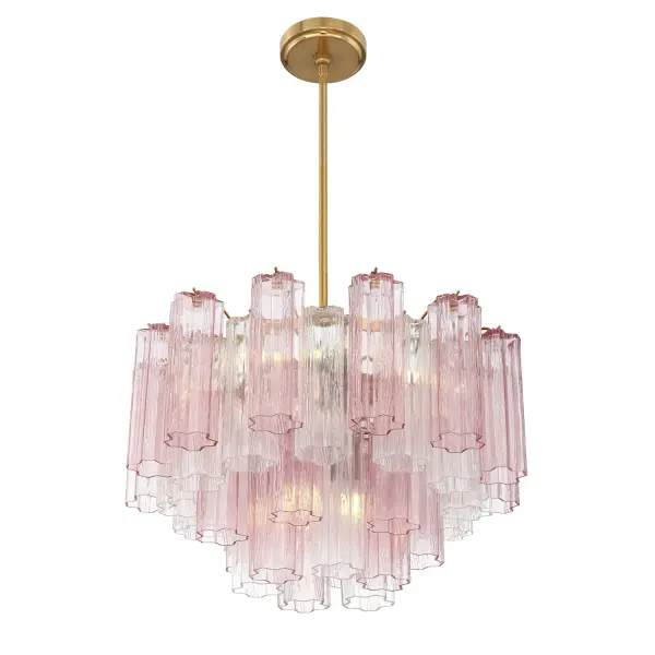 Addis 22" Chandelier in Aged Brass with Amber Glass - Image 39