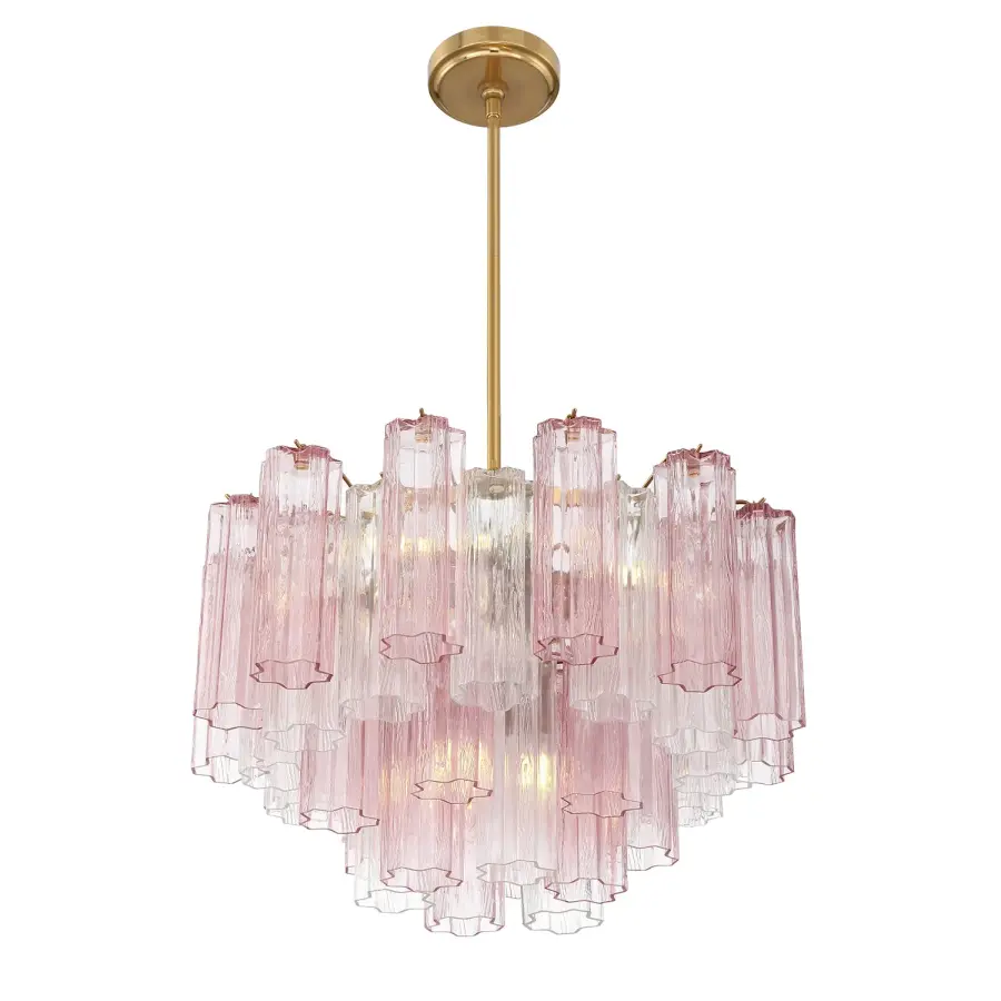 Addis 22" Chandelier in Aged Brass with Amber Glass - Image 39