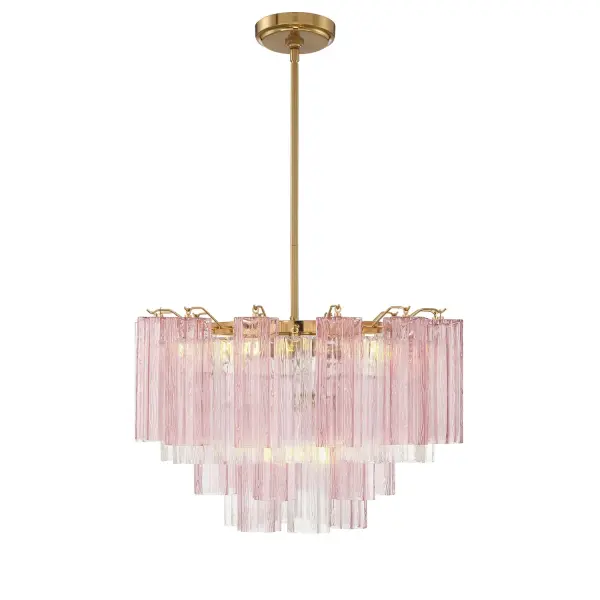 Addis 22" Chandelier in Aged Brass with Amber Glass - Image 40