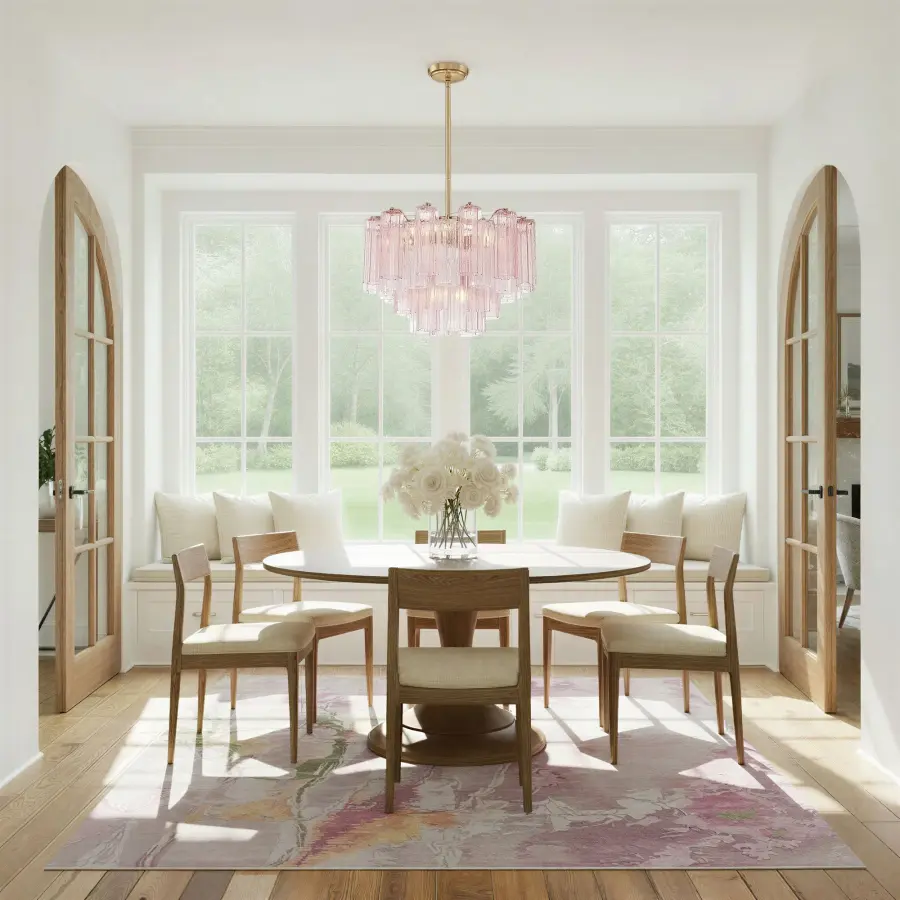 Addis 22" Chandelier in Aged Brass with Amber Glass - Image 42