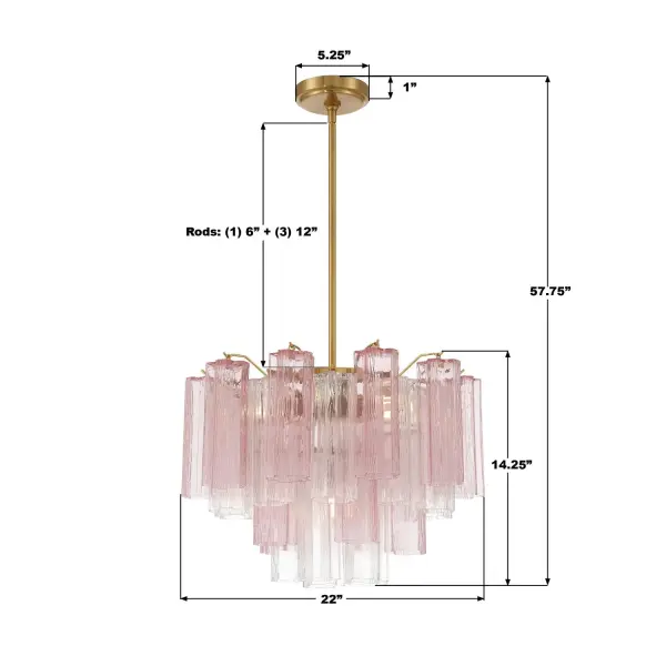Addis 22" Chandelier in Aged Brass with Amber Glass - Image 44