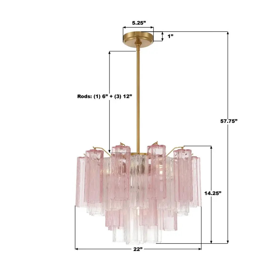 Addis 22" Chandelier in Aged Brass with Amber Glass - Image 44