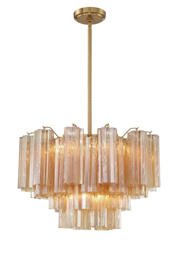 Addis 22" Chandelier in Aged Brass with Amber Glass - Image 46