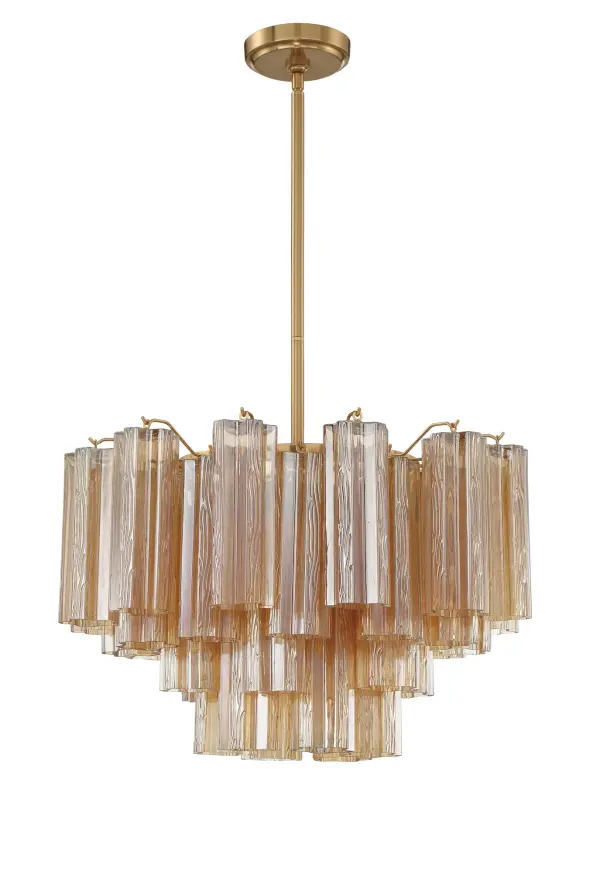 Addis 22" Chandelier in Aged Brass with Amber Glass - Image 47