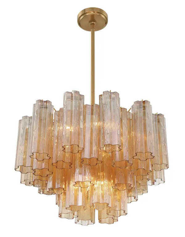 Addis 22" Chandelier in Aged Brass with Amber Glass - Image 48