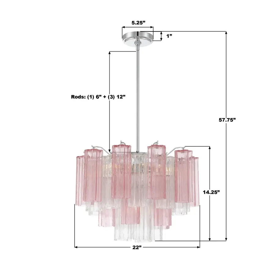 Addis 22" Chandelier in Aged Brass with Amber Glass - Image 6