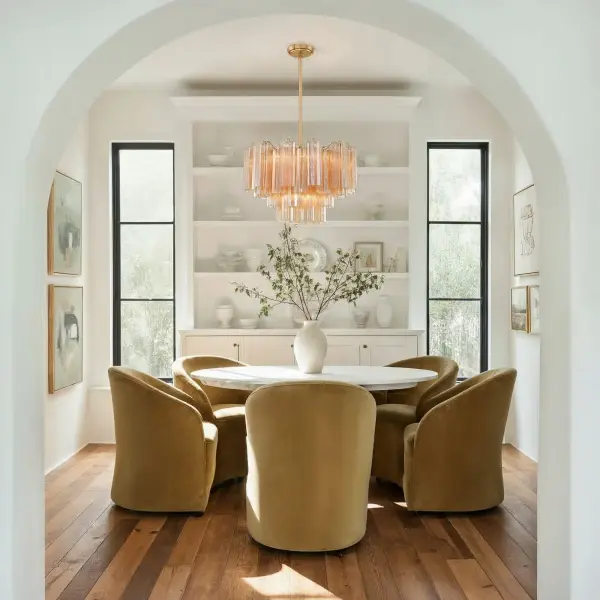 Addis 22" Chandelier in Aged Brass with Amber Glass - Image 51