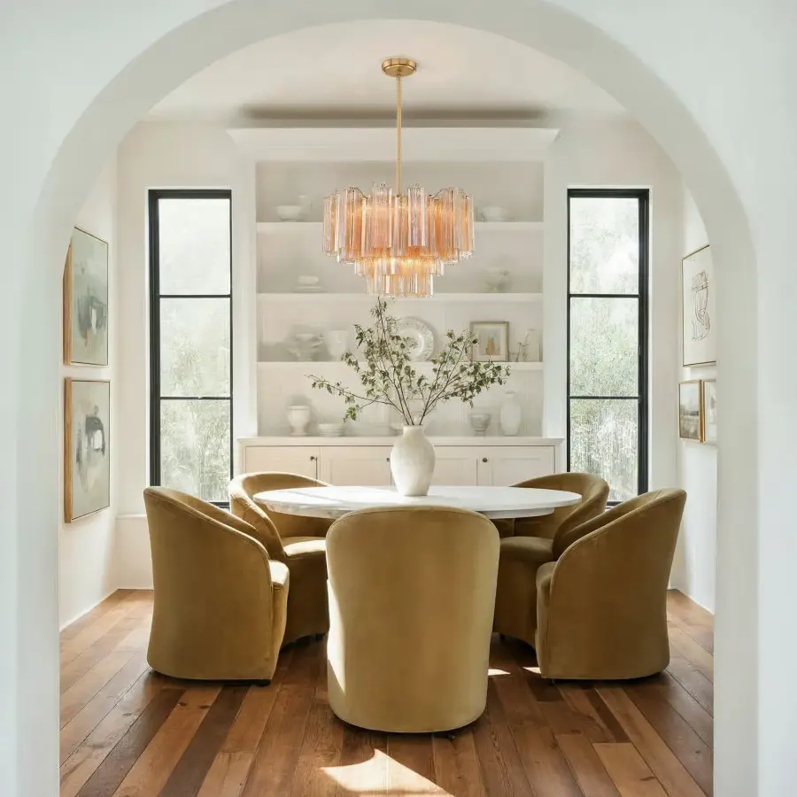 Addis 22" Chandelier in Aged Brass with Amber Glass - Image 51