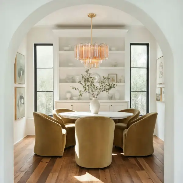 Addis 22" Chandelier in Aged Brass with Amber Glass - Image 52