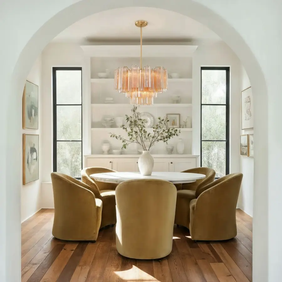 Addis 22" Chandelier in Aged Brass with Amber Glass - Image 52