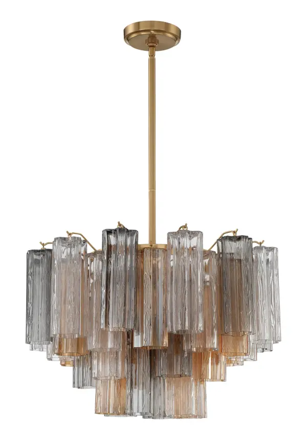 Addis 22" Chandelier in Aged Brass with Amber Glass - Image 54