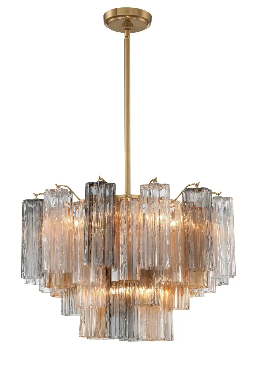 Addis 22" Chandelier in Aged Brass with Amber Glass - Image 55