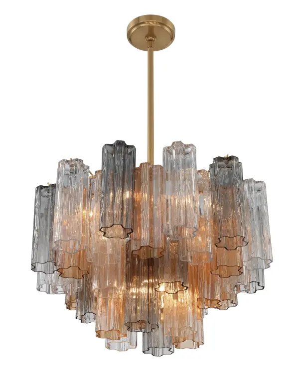 Addis 22" Chandelier in Aged Brass with Amber Glass - Image 56