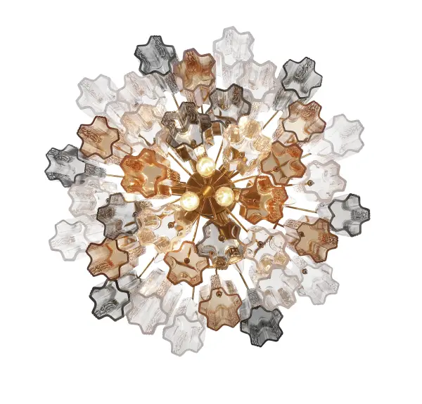 Addis 22" Chandelier in Aged Brass with Amber Glass - Image 57