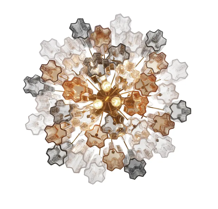 Addis 22" Chandelier in Aged Brass with Amber Glass - Image 57