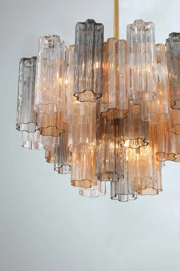 Addis 22" Chandelier in Aged Brass with Amber Glass - Image 58