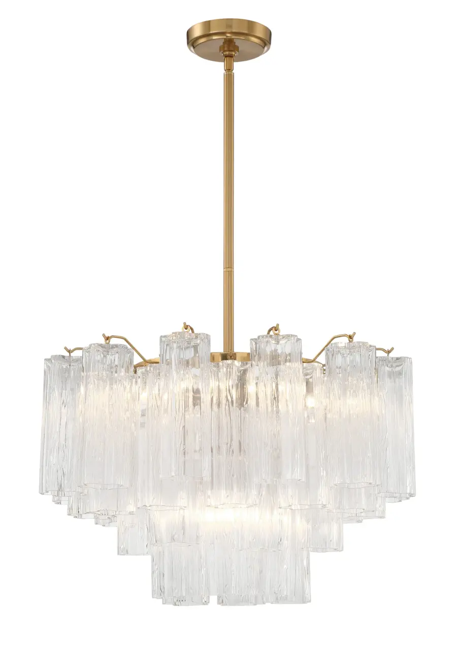 Addis 22" Chandelier in Aged Brass with Amber Glass - Image 62