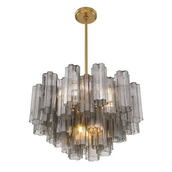 Addis 22" Chandelier in Aged Brass with Amber Glass - Image 70