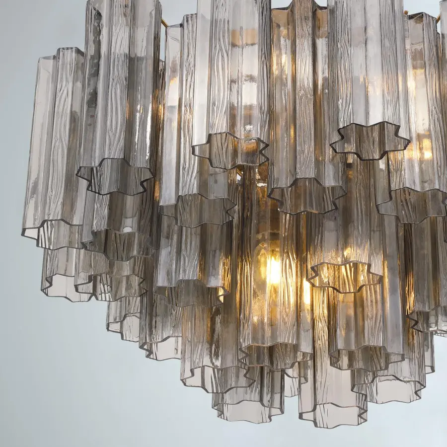 Addis 22" Chandelier in Aged Brass with Amber Glass - Image 71