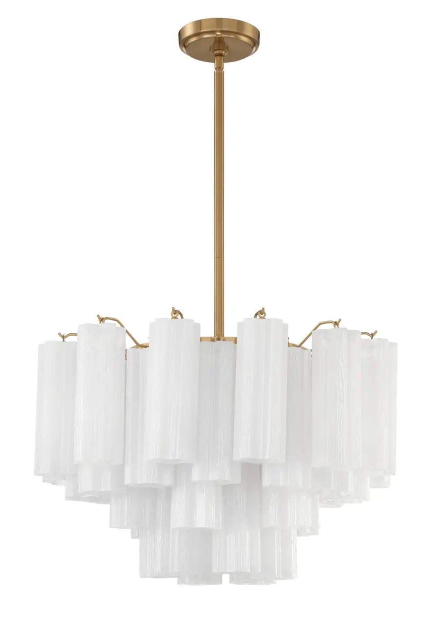 Addis 22" Chandelier in Aged Brass with Amber Glass - Image 74
