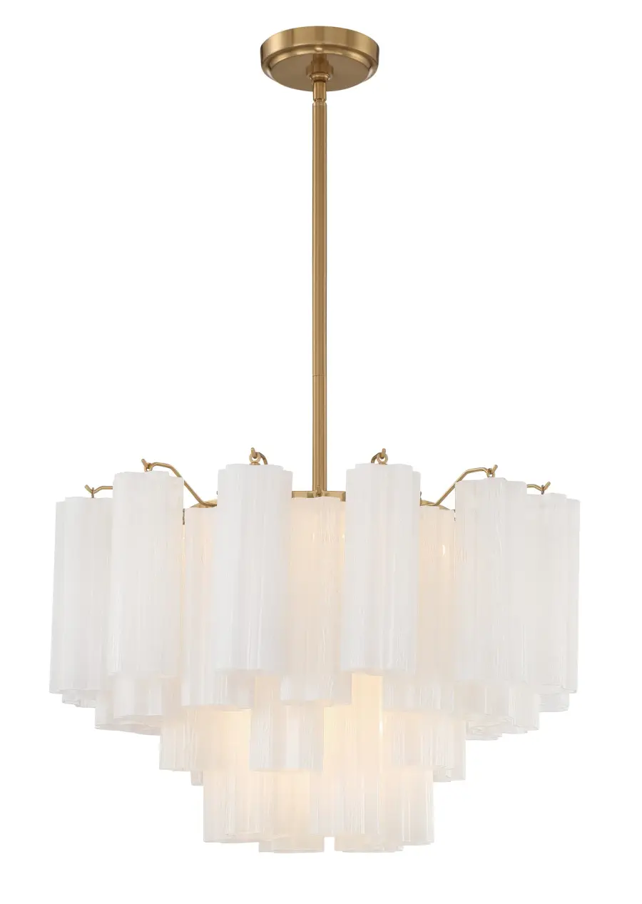 Addis 22" Chandelier in Aged Brass with Amber Glass - Image 75