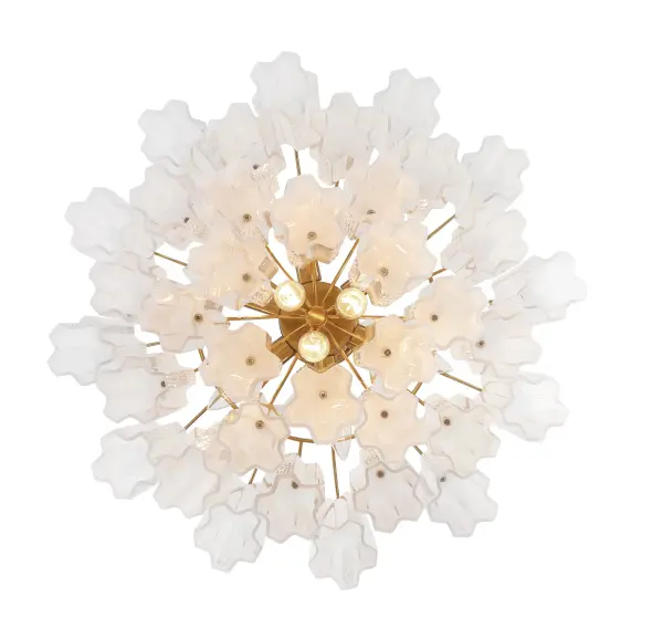 Addis 22" Chandelier in Aged Brass with Amber Glass - Image 77
