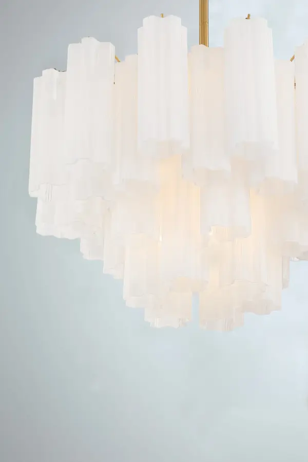 Addis 22" Chandelier in Aged Brass with Amber Glass - Image 78