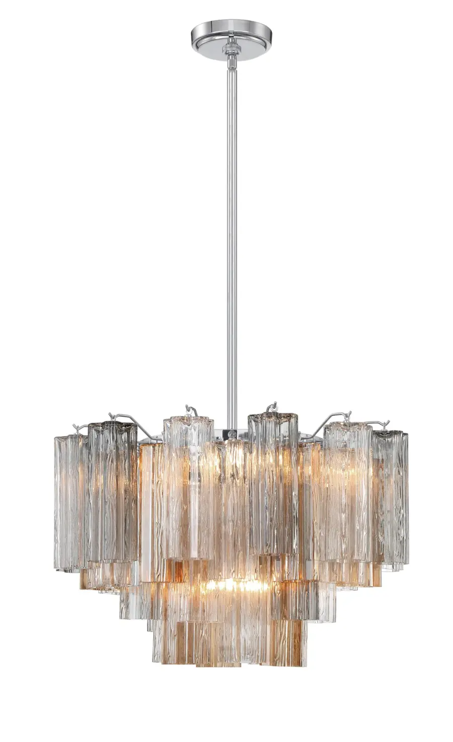 Addis 22" Chandelier in Aged Brass with Amber Glass - Image 9