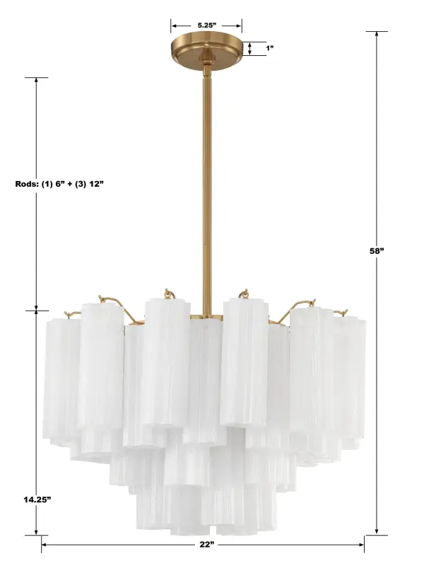 Addis 22" Chandelier in Aged Brass with Amber Glass - Image 81