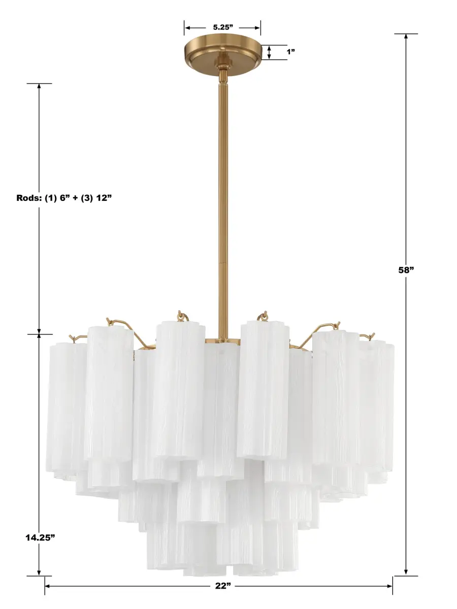 Addis 22" Chandelier in Aged Brass with Amber Glass - Image 81