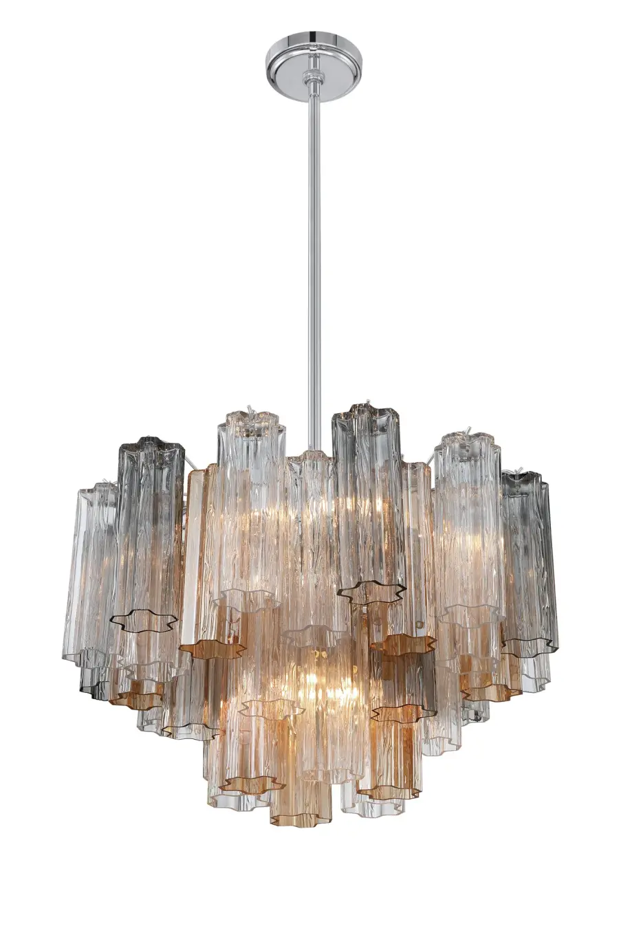 Addis 22" Chandelier in Aged Brass with Amber Glass - Image 10