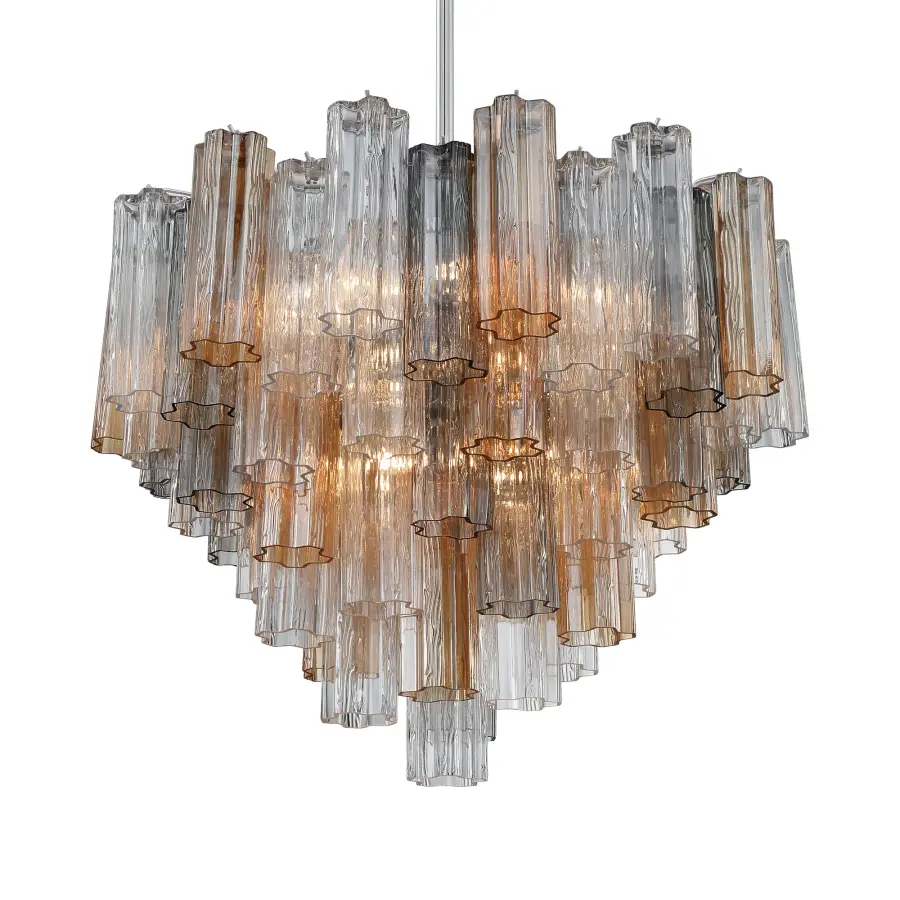 Addis 26.75" Chandelier in Aged Brass with Amber Glass - Image 11