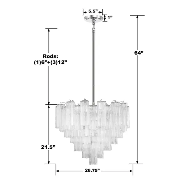 Addis 26.75" Chandelier in Aged Brass with Amber Glass - Image 24