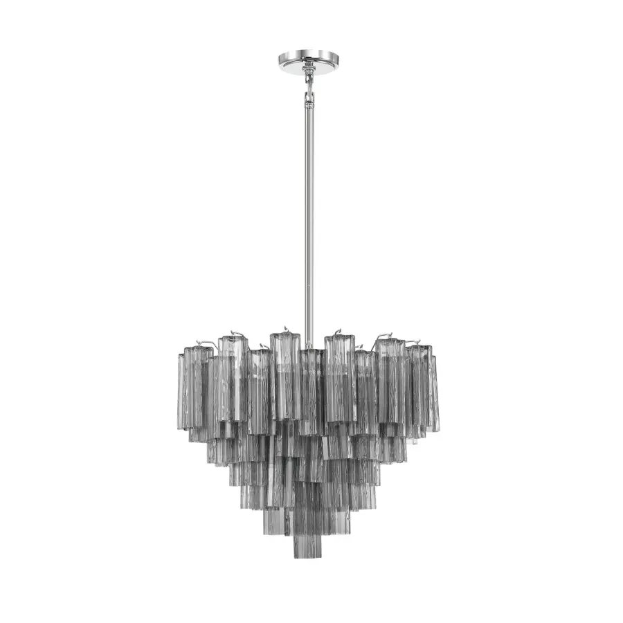 Addis 26.75" Chandelier in Aged Brass with Amber Glass - Image 25