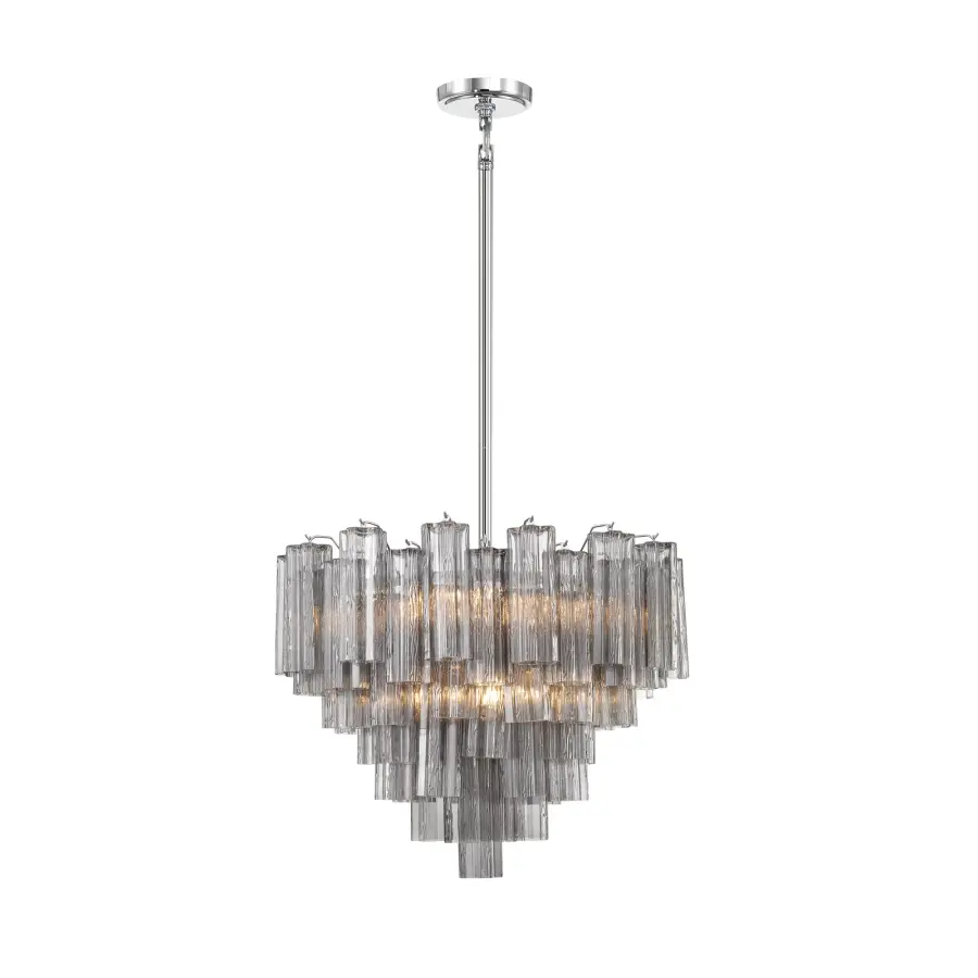 Addis 26.75" Chandelier in Aged Brass with Amber Glass - Image 26