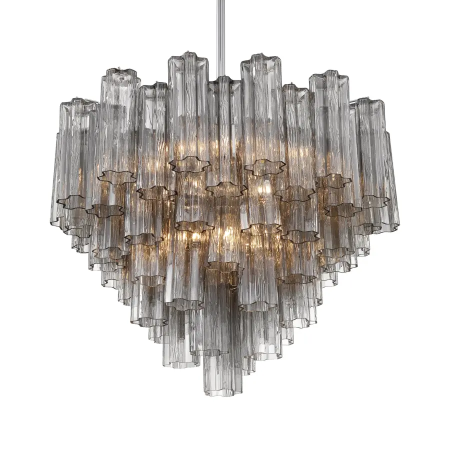 Addis 26.75" Chandelier in Aged Brass with Amber Glass - Image 27