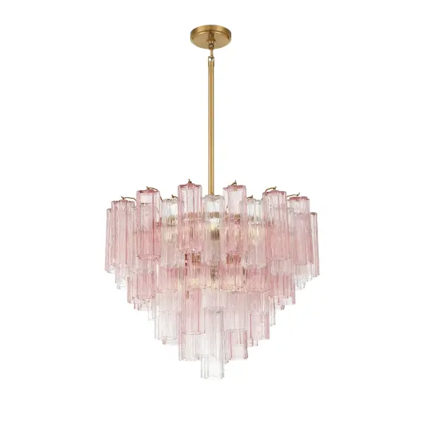 Addis 26.75" Chandelier in Aged Brass with Amber Glass - Image 39