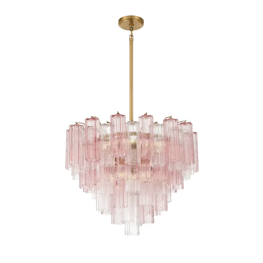 Addis 26.75" Chandelier in Aged Brass with Amber Glass - Image 39