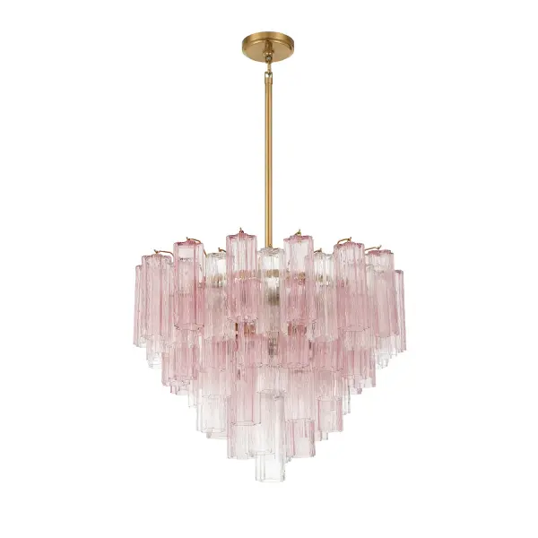 Addis 26.75" Chandelier in Aged Brass with Amber Glass - Image 40