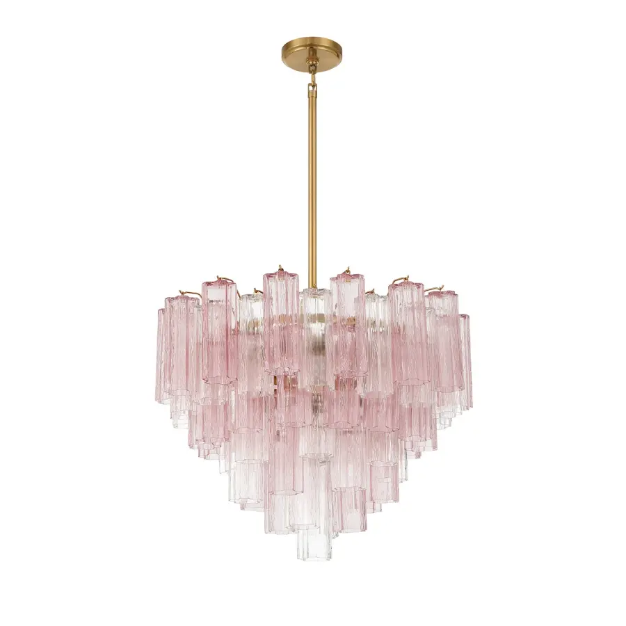 Addis 26.75" Chandelier in Aged Brass with Amber Glass - Image 40