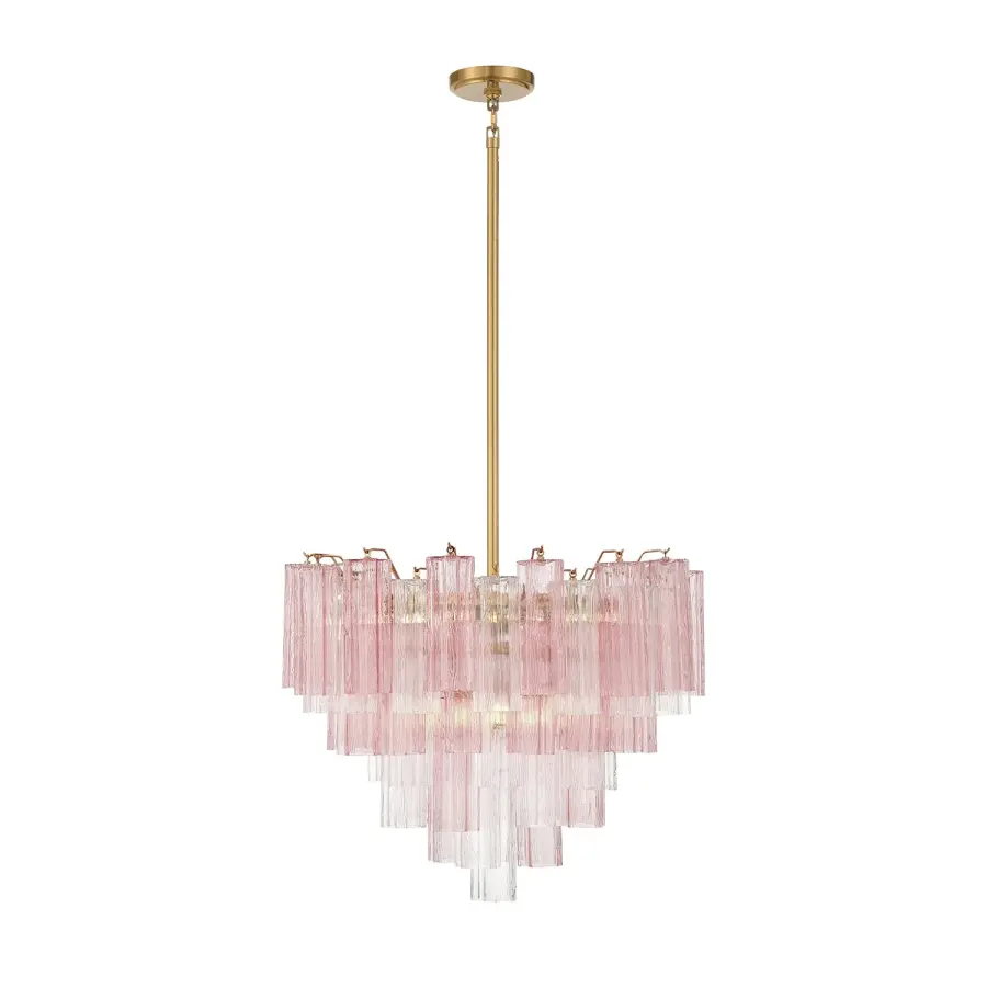 Addis 26.75" Chandelier in Aged Brass with Amber Glass - Image 42