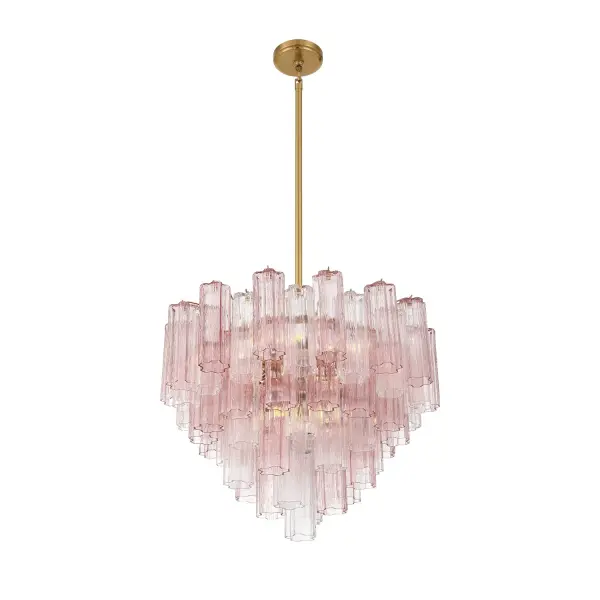 Addis 26.75" Chandelier in Aged Brass with Amber Glass - Image 43