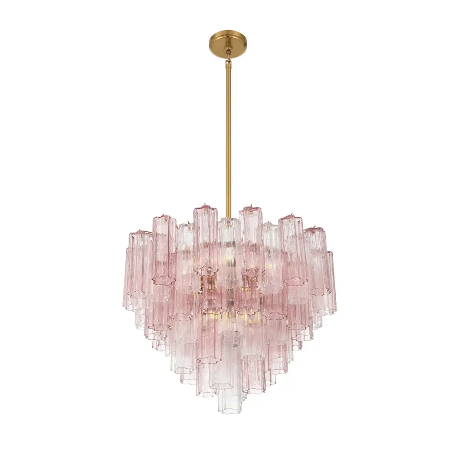 Addis 26.75" Chandelier in Aged Brass with Amber Glass - Image 43