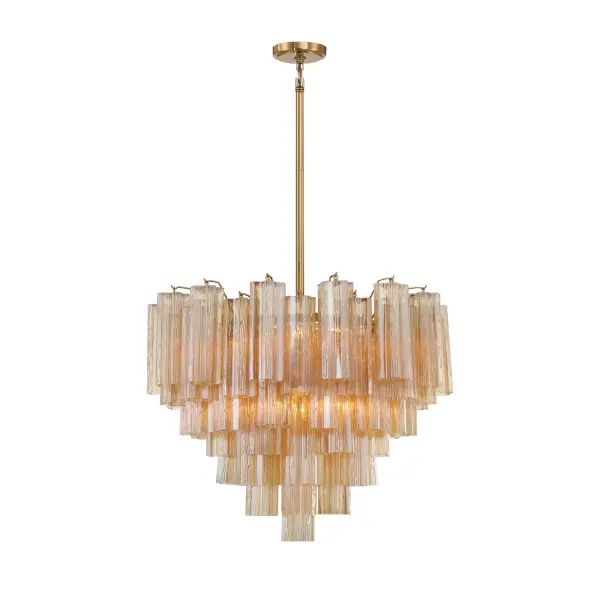 Addis 26.75" Chandelier in Aged Brass with Amber Glass - Image 49