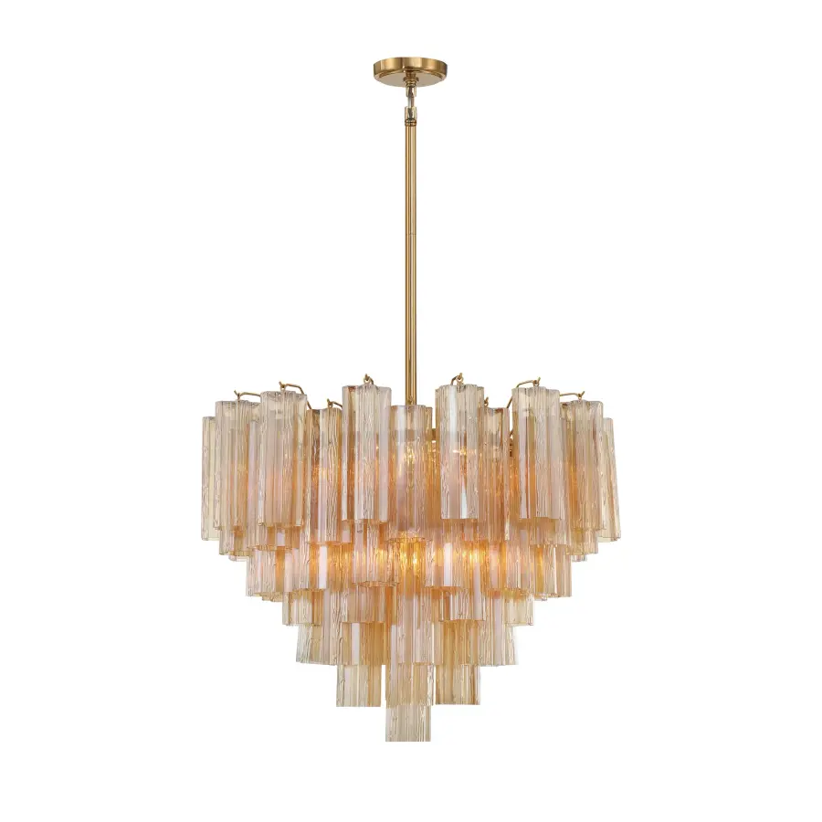 Addis 26.75" Chandelier in Aged Brass with Amber Glass - Image 49